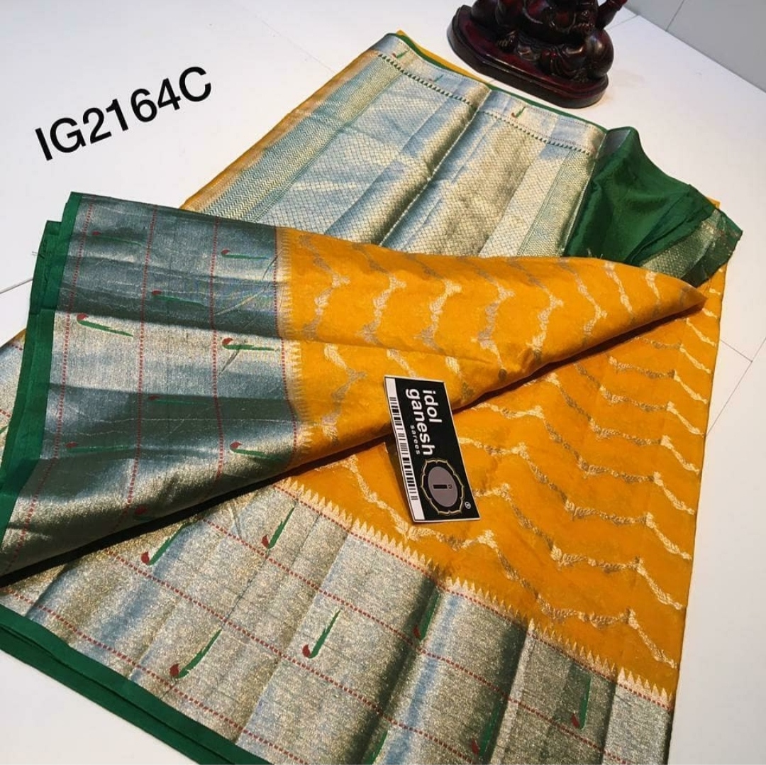 Banarasi soft semi kora paithani border Sarees