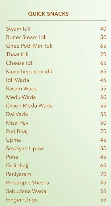 Namaskaram Cafe menu 