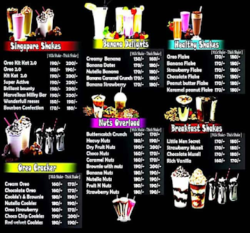 Royal Cream Shakes menu 