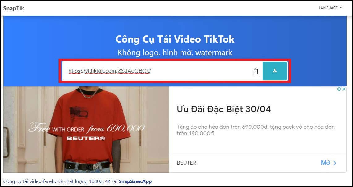 cách tải về video tiktok không logo