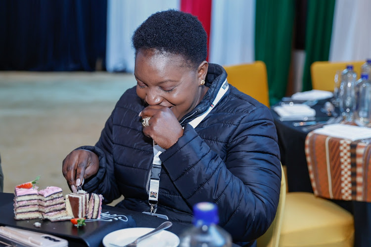 Health CS Susan Nakhumicha as she cuts her birthday cake in Nanyuki on January 5, 2023