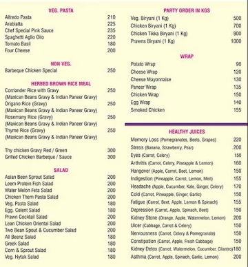 VA The Italian Food Cuisine menu 