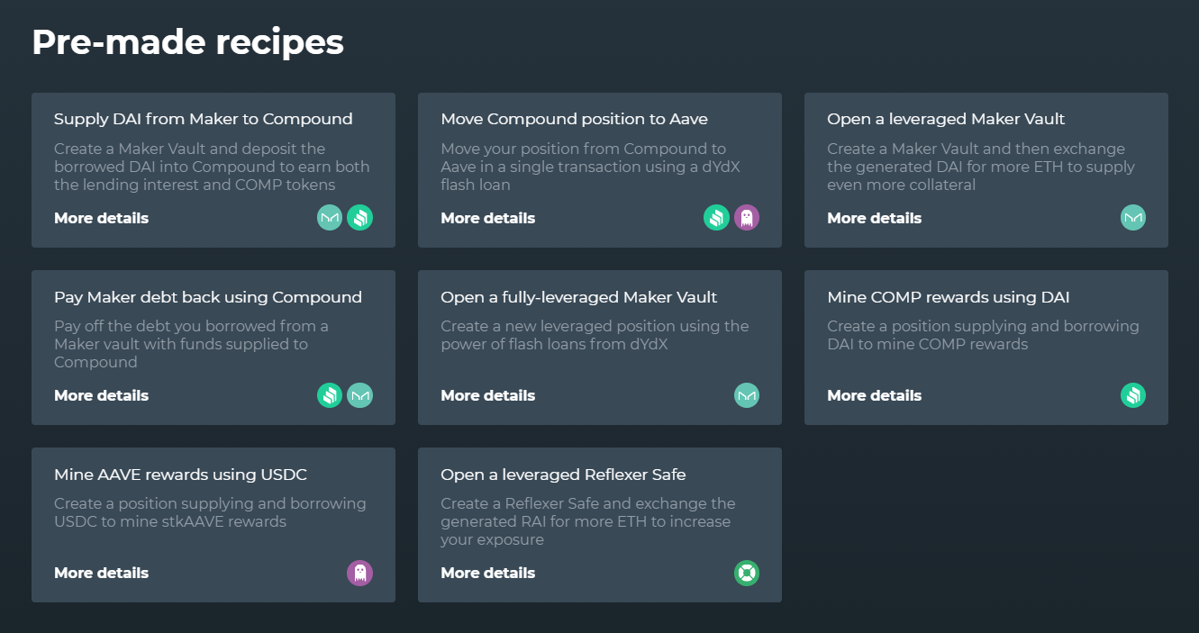 DeFiSaver is one type of advanced smart wallet.