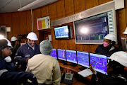 President Cyril Ramaphosa speaks to employees at Eskom's Tutuka power station on Saturday. 