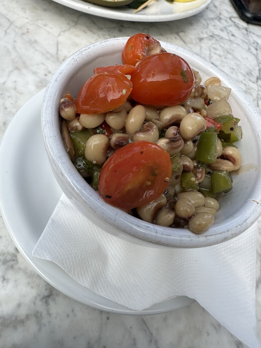 Sweet, vinegary purple pea salad