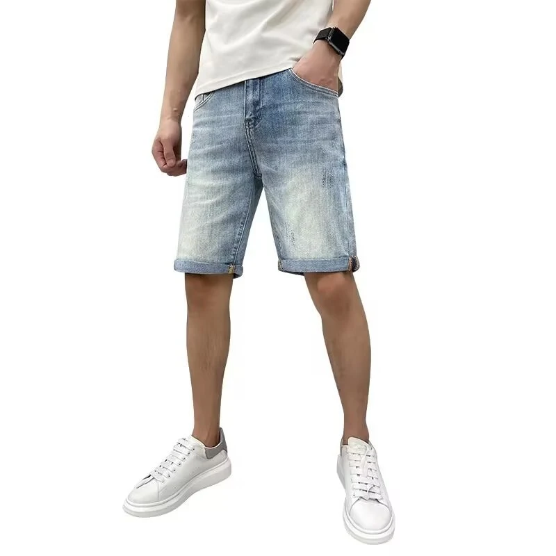 Zomer Dunne Jeans Shorts Heren Losse Mode Comfortabele Lichtgewicht Korte Broek Ademend Perfect voor de Zomer Herenmode Casual Stijl