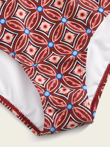 Title 1, Women In High Waisted Brown Split Swimsuit
