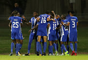 Maritzburg United celebrate the opening goal during the Absa Premiership match between Maritzburg United and Baroka FC at Harry Gwala Stadium on December 08, 2017 in Pietermaritzburg, South Africa. 