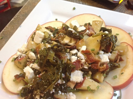 Wilted Spinach with Apples & Feta Cheese