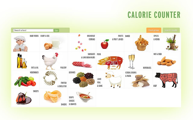 Food and Calories chrome extension