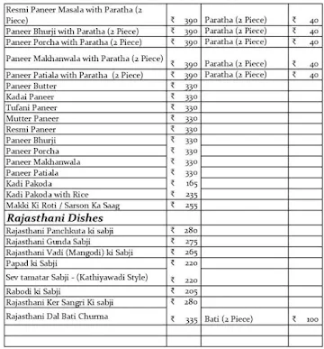 Thepla House By Tejal's Kitchen menu 