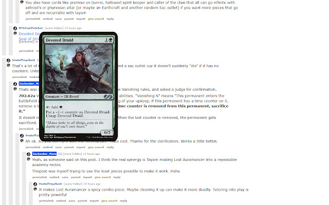 Reddit MTGCardFetcher Hover