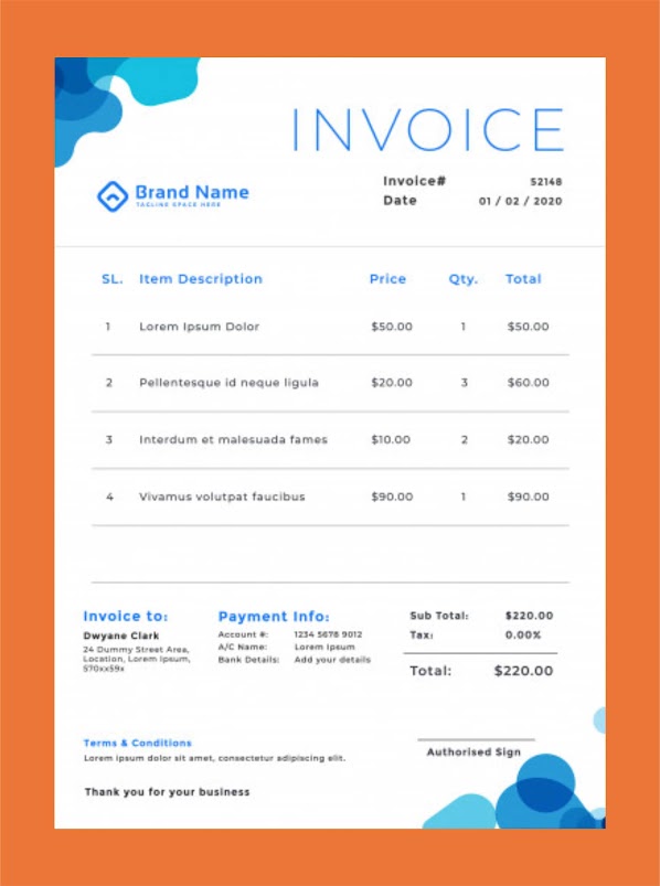 Contoh template desain invoice cloud