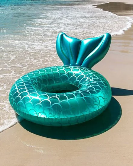 Rooxin Mermaid With Backrest Inflatable Swimming Ring Poo... - 1