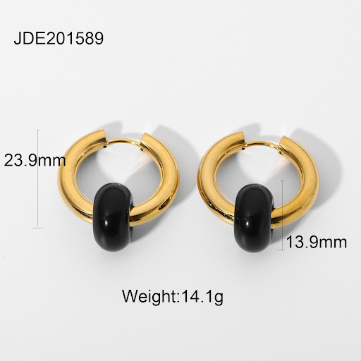 Title 6, Double-Layer Gold-Plated Colored Stone Earrings...