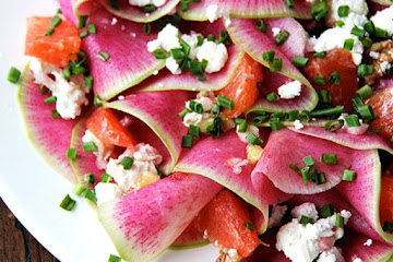 Watermelon Radish, Orange & Goat Cheese Salad