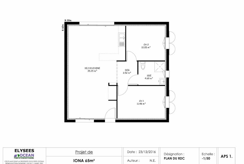  Vente Terrain + Maison - Terrain : 479m² - Maison : 75m² à Saint-Denis-d'Oléron (17650) 