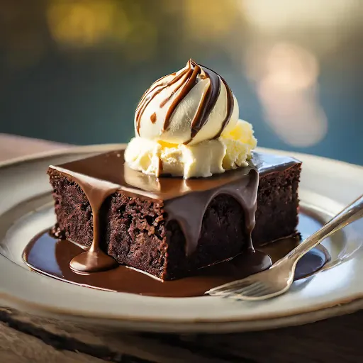 Hot Fudge Brownie With Vanilla Ice Cream [100 Ml, 50 Grams]