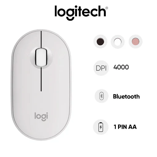 Chuột không dây bluetooth Logitech Pebble M350S (Trắng)