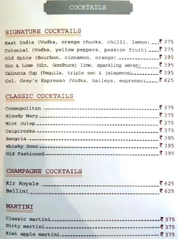 Delhi Club House menu 