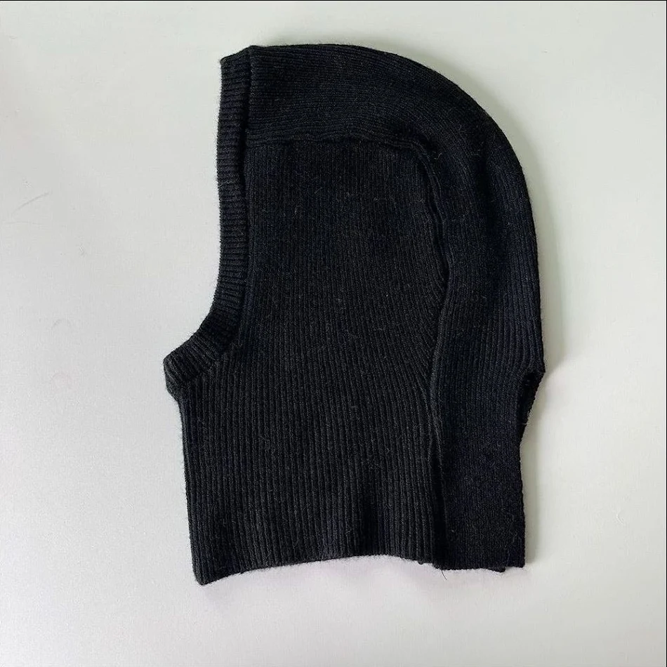 Chapéu de malha com babador integrado quente feminino