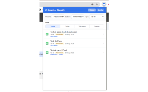 Gmail → Clientify screenshot 1