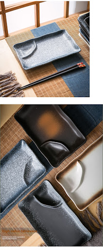 Title 6, Rectangular Ceramic Plate with Vinegar Dish Sau...