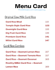 Madras Curd Rice Company menu 1