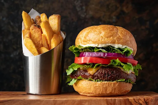 Veggie Cheese Burger With Fries