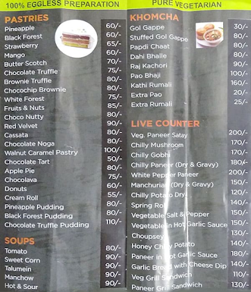 The Cake Bros menu 