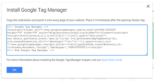 Código do gerenciador de tags