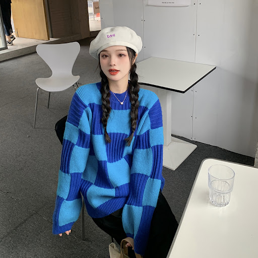 Title 3, Checkerboard Retro Loose Womens Sweater
