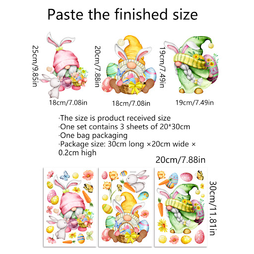 Title 3, Creative Easter Static Sticker Egg Decorations,...