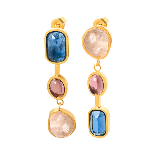 Title 2, Womens Crystal Glass Stone Colored Earrings, a...