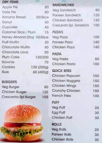 Crescenta Cakes & Bites menu 