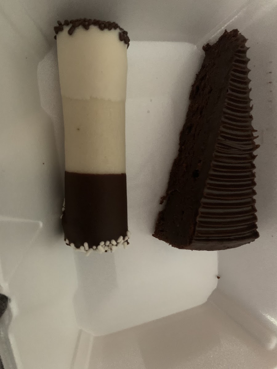 Cake, and creme filled chocolate cylinder delicousouness