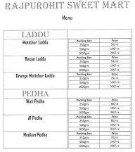 Rajpurohit Sweet Mart menu 3