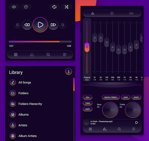 Liv Dark - Poweramp V3 Skin
