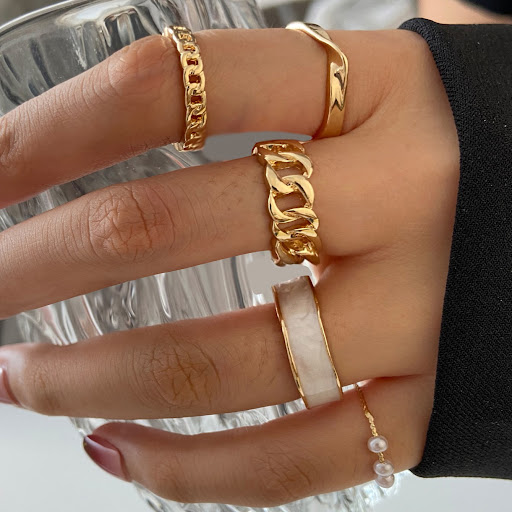 Title 3, Creative and Simple Drop Oil Pearl Ring Beautif...