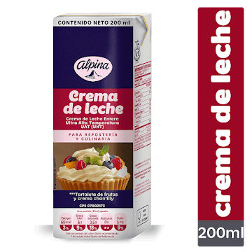 Crema De Leche Alpina Caja x 200 ml  