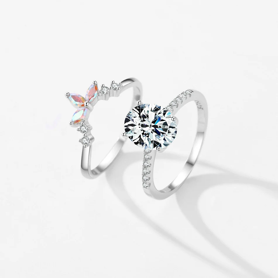 Bague en argent sterling S925 et zircon pour femmes
