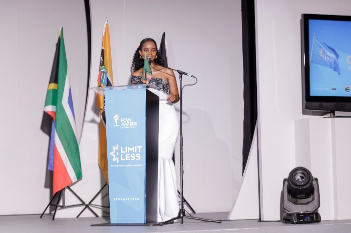 Mokoena Moloto at the Melrose Arch in Johannesburg during the FOYA Southern Africa Award Ceremony 2024 on February 10, 2024.