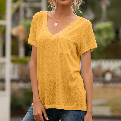 Title 9, European And American WomenS V-Neck Pocket Cas...