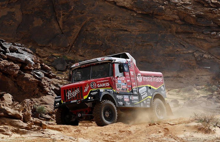 Ales Loprais and co-driver Petr Pokorr in action during stage 4.