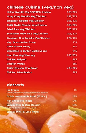 Pine & Dine Cafe Restaurant menu 