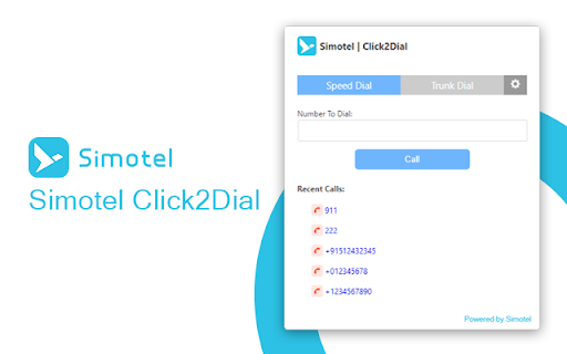 Simotel Click2dial chrome extension