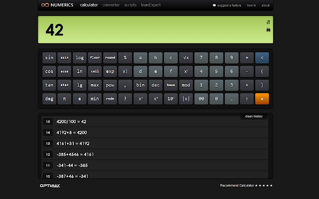 Numerics Calculator & Converter chrome extension