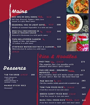 Gourmet Thai menu 