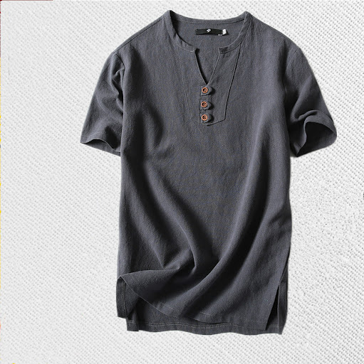Title 2, Mens Summer Linen T Shirt Mens Thin Loose Cot...