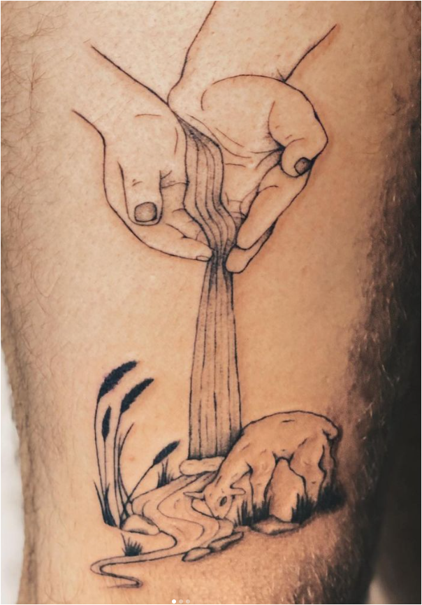 Little Lamb Waterfall Tattoo